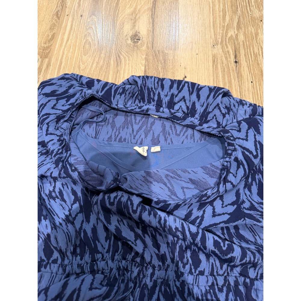 Gap Blue Ikat Print V-Neck Long Sleeve Mini Dress Small Boho Summer Beach - Picture 4 of 10